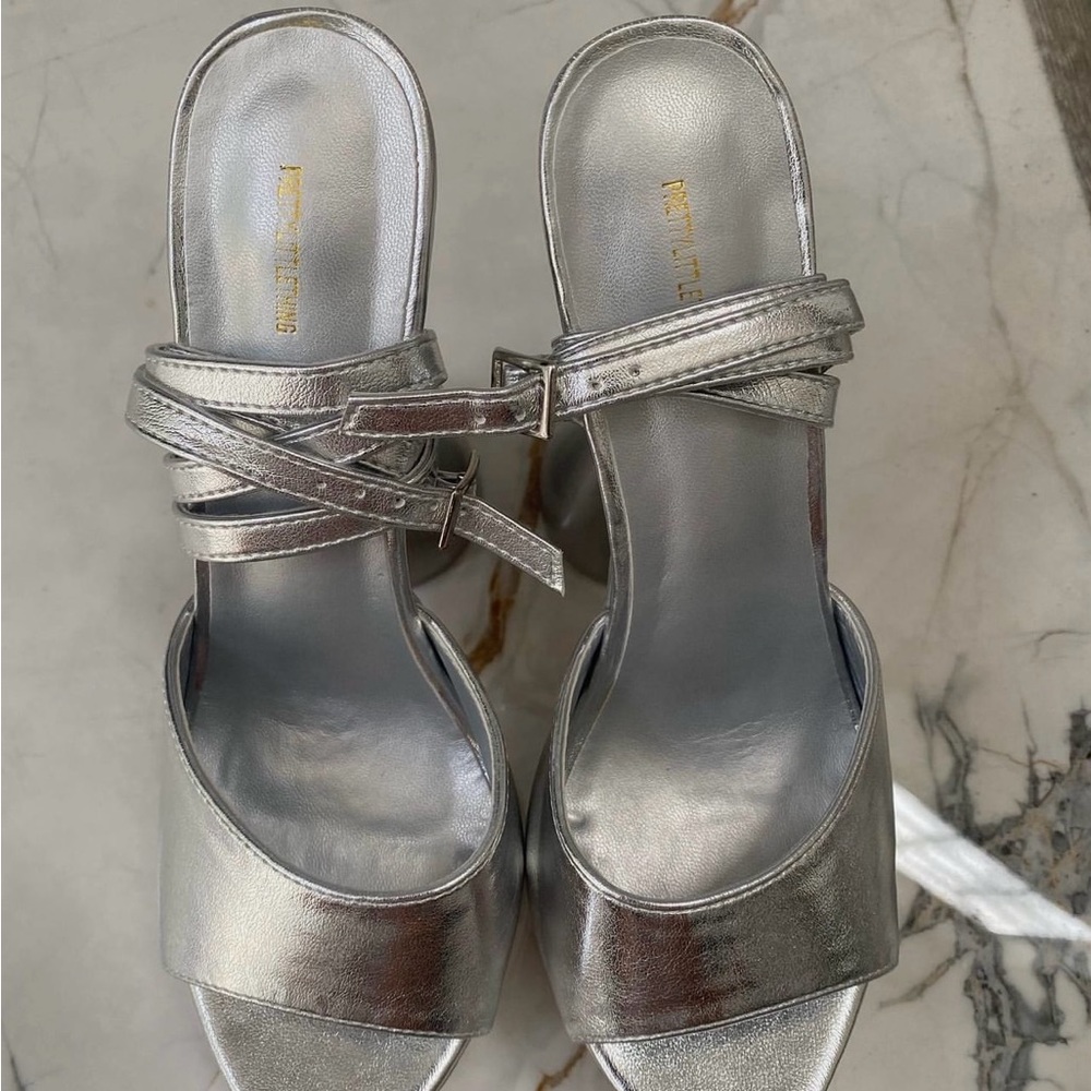 Silver Platform Heels Size 7